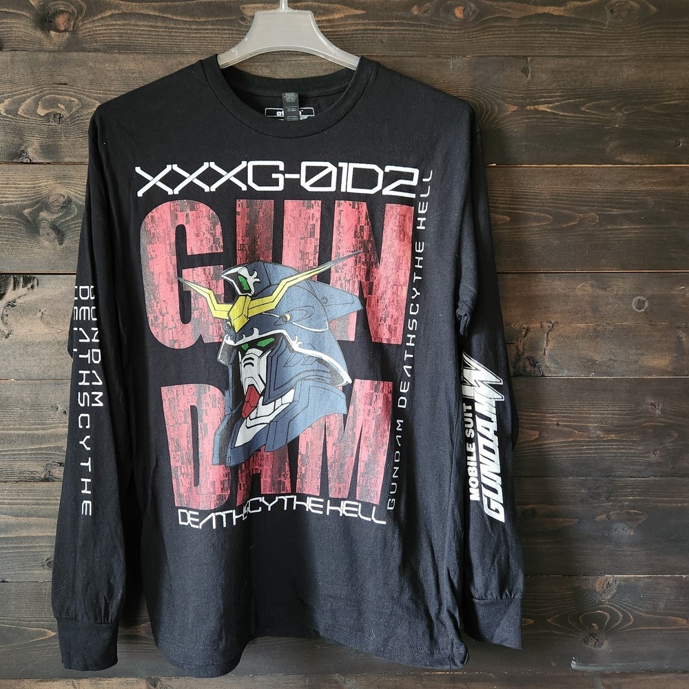 atsuko Mobile Suit Gundam Men's L Long  Sleeve T-Shirt Black NEW - Picture 3 of 11
